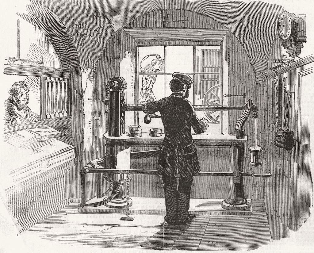 Associate Product MANUFACTURING. Weighing machine, general Post-office 1856 old antique print