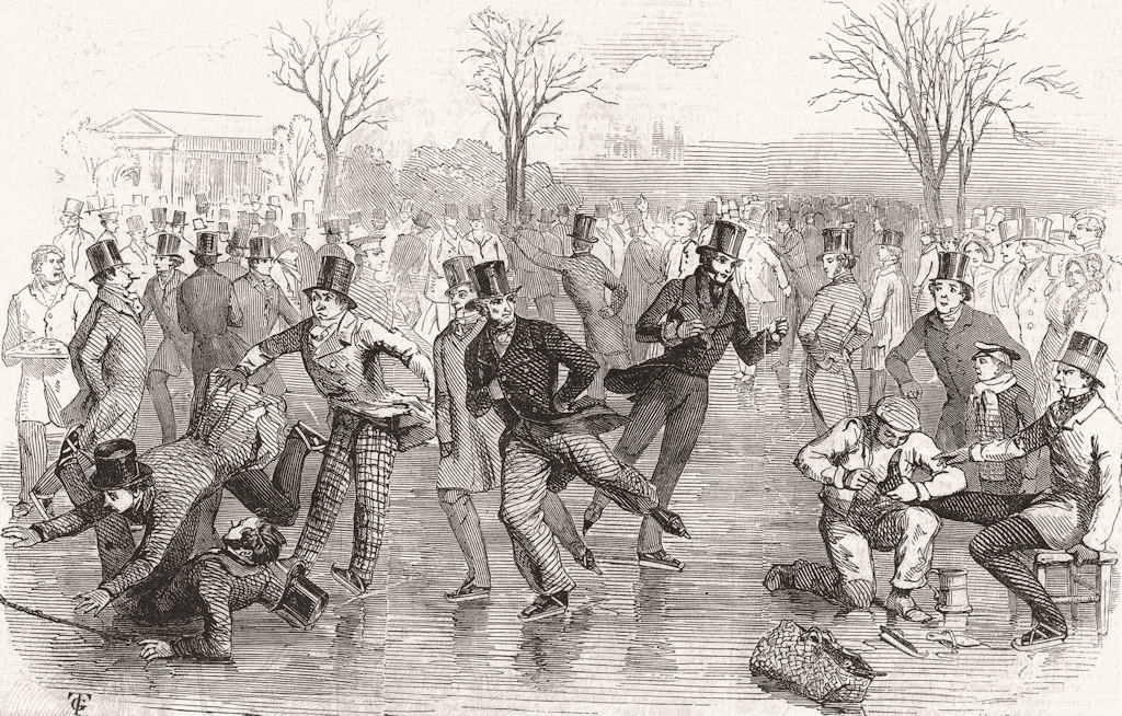 SOCIETY. Skating 1847 old antique vintage print picture