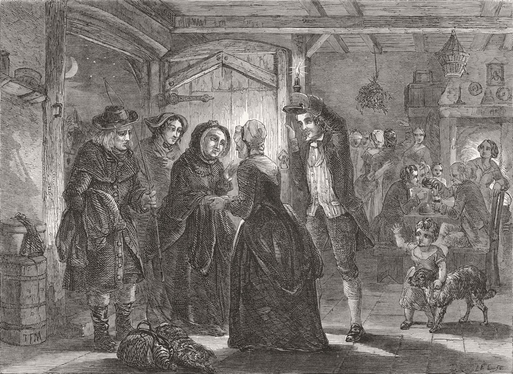 SOCIETY. Christmas welcome 1848 old antique vintage print picture