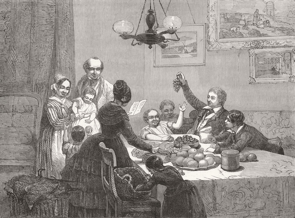 Associate Product FAMILY. Grandpapa's Christmas Hamper 1848 old antique vintage print picture