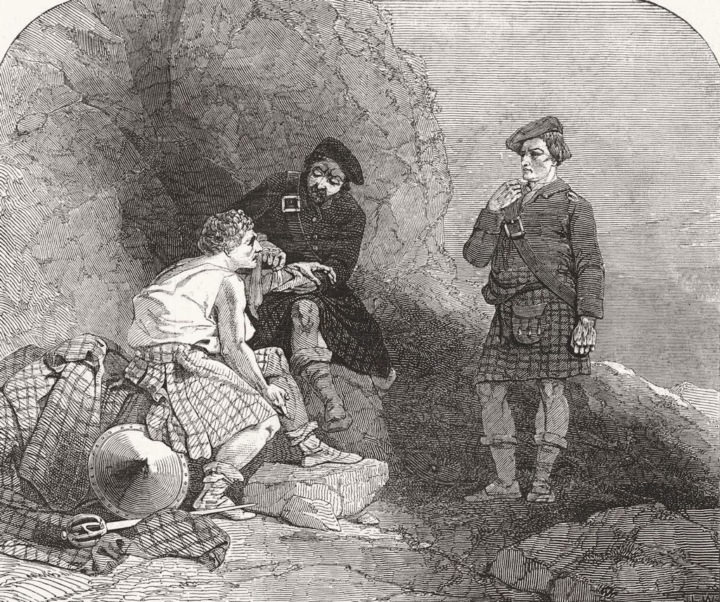 SCOTLAND. The wounded cateran 1848 old antique vintage print picture