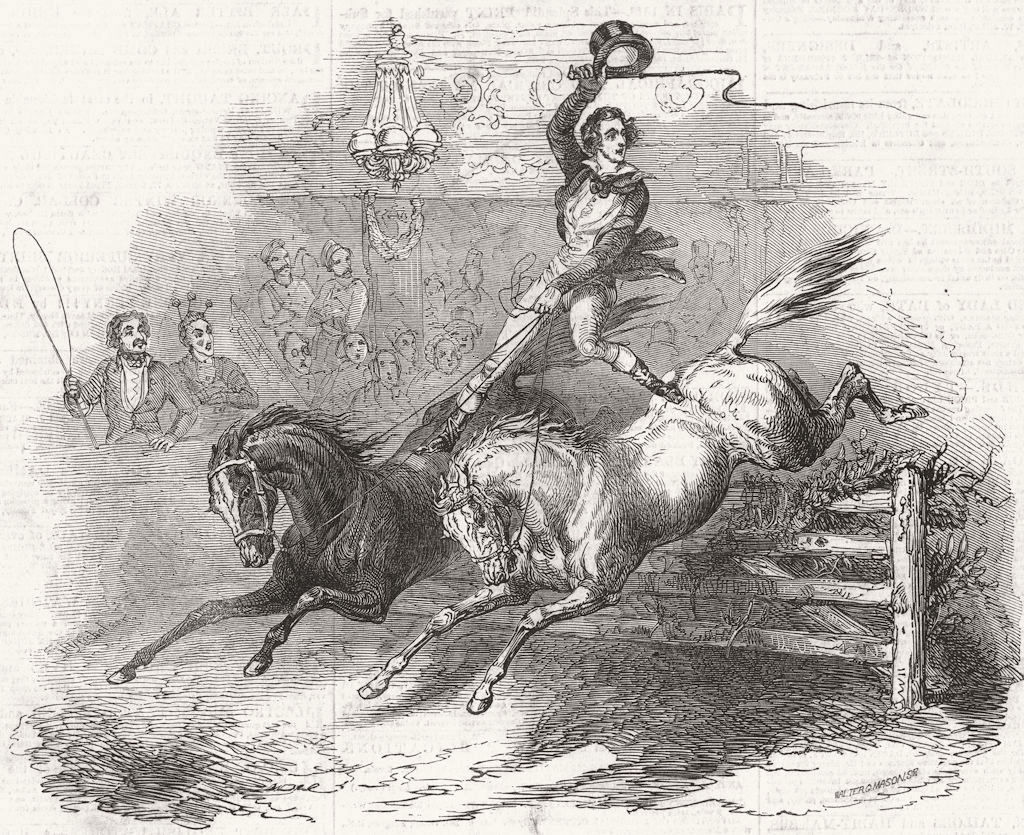 HORSES. M Jean Polaski, at Astley's 1848 old antique vintage print picture