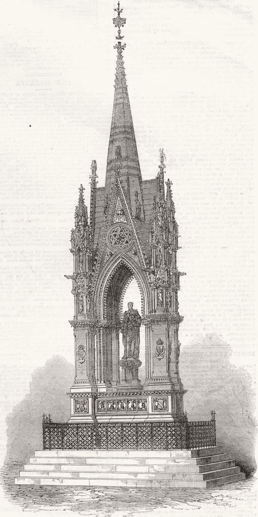 LANCS. Manchester Albert memorial, inaugurated 1867 old antique print picture
