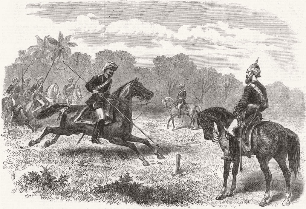 INDIA. Men of 8th Bengal Cavalry, Kurtub 1869 old antique print picture