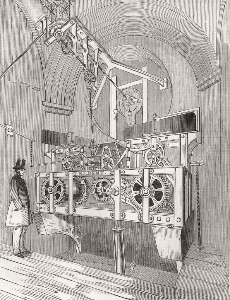 Associate Product LONDON. Perspective Gt clock of Royal Exchange 1844 old antique print picture
