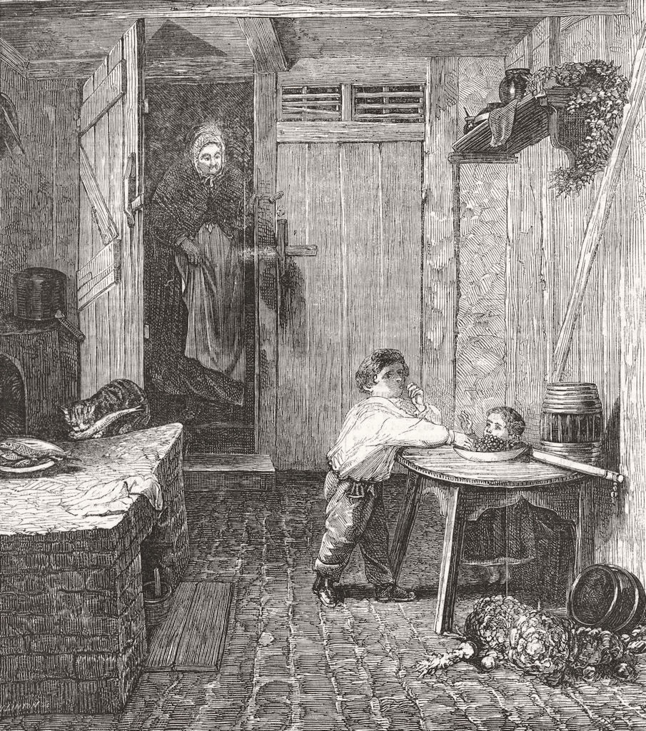 CHILDREN. The thieves detected 1857 old antique vintage print picture