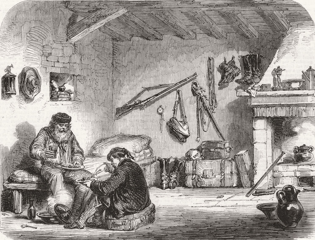 ITALY. Guzmaroli's hut, Caprera 1861 old antique vintage print picture