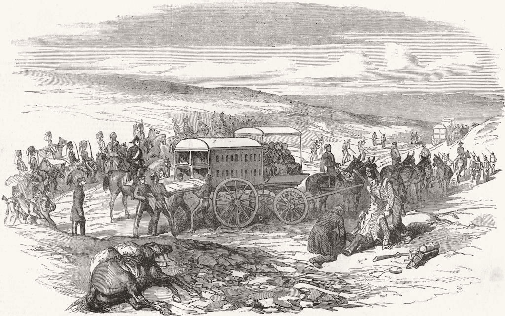 UKRAINE. Sevastopol-Dr Smith's ambulance wagon 1854 old antique print picture