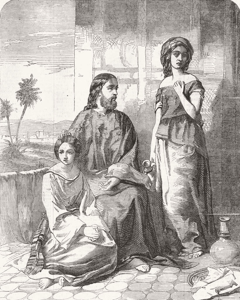 SOCIETY. The visit to Bethany 1856 old antique vintage print picture