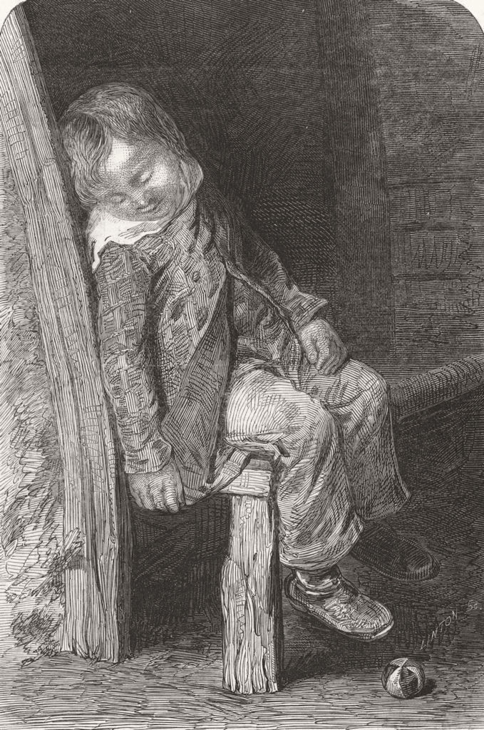 CHILDREN. Boy sleeping 1846 old antique vintage print picture