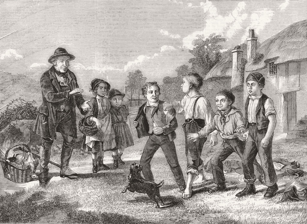 CHILDREN. Start-1, 2, 3 & away! 1859 old antique vintage print picture