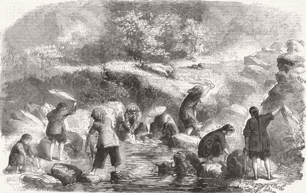 CHINA. Artist. Washing linen 1859 old antique vintage print picture