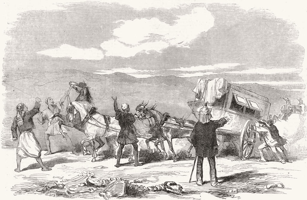 TRANSPORT. Travelling in the desert 1857 old antique vintage print picture