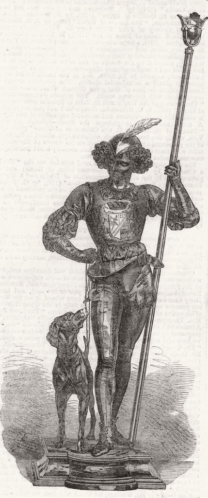 DECORATIVE. Bronze figure, Miroy 1 1865 old antique vintage print picture