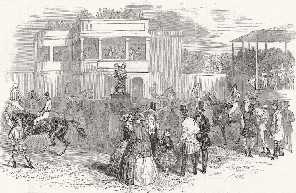 BERKS. Ascot races-Steward's stand 1847 old antique vintage print picture