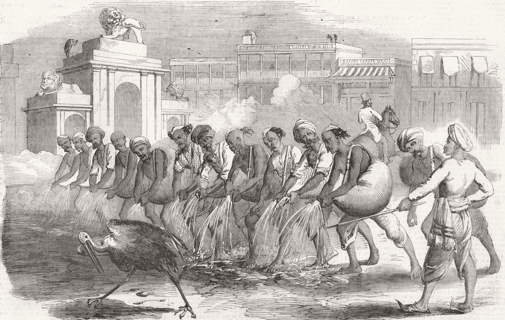 INDIA. Mode of watering Kolkata 1858 old antique vintage print picture