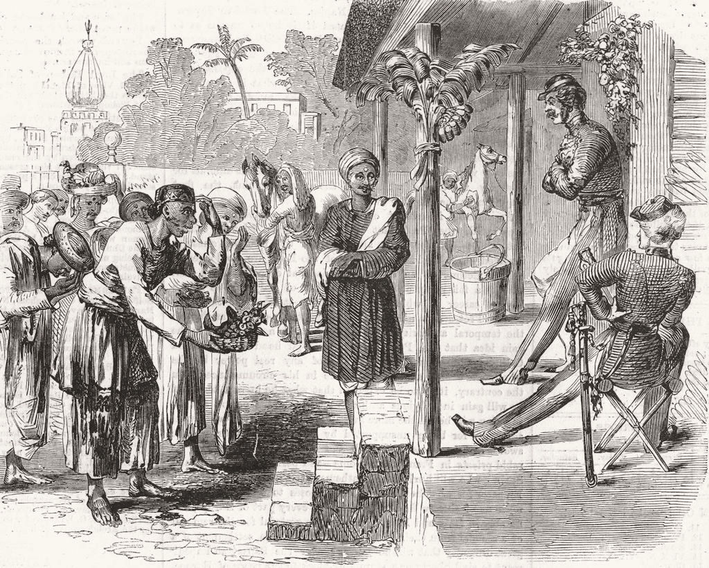 Associate Product INDIA. New-year's day-Servants bringing, Gifts 1859 old antique print picture