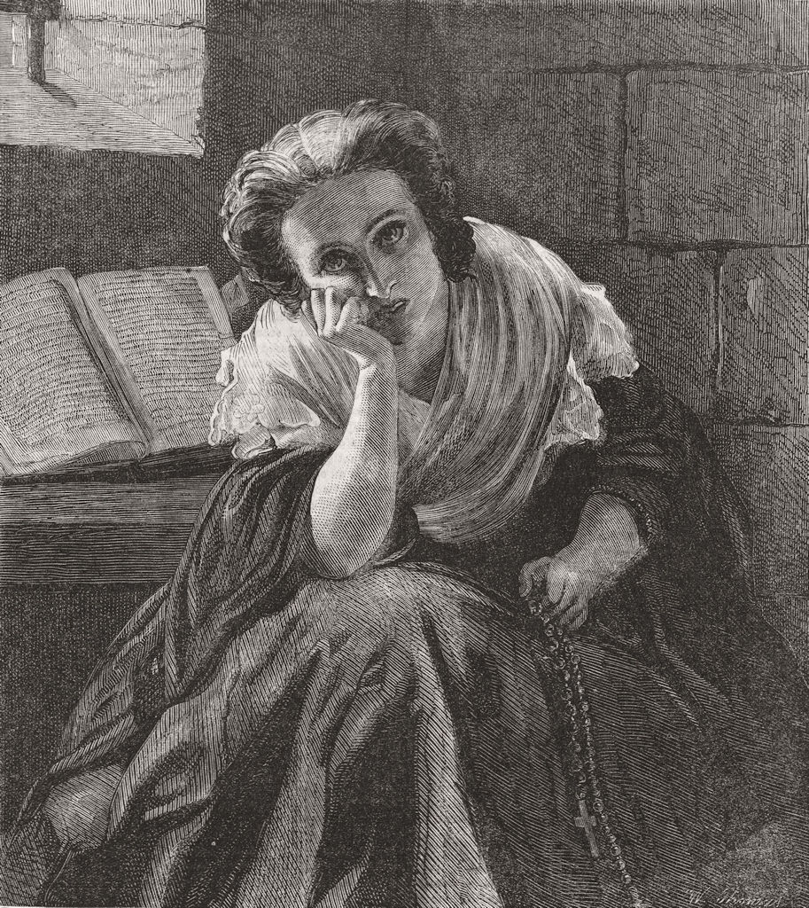 PRETTY LADIES. A study 1859 old antique vintage print picture
