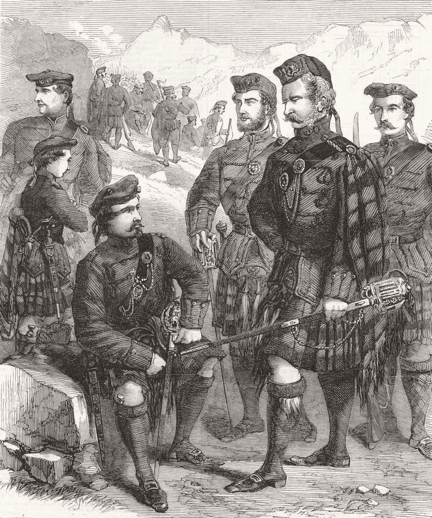 SCOTLAND. Highland Co of Edinburgh rifles 1859 old antique print picture