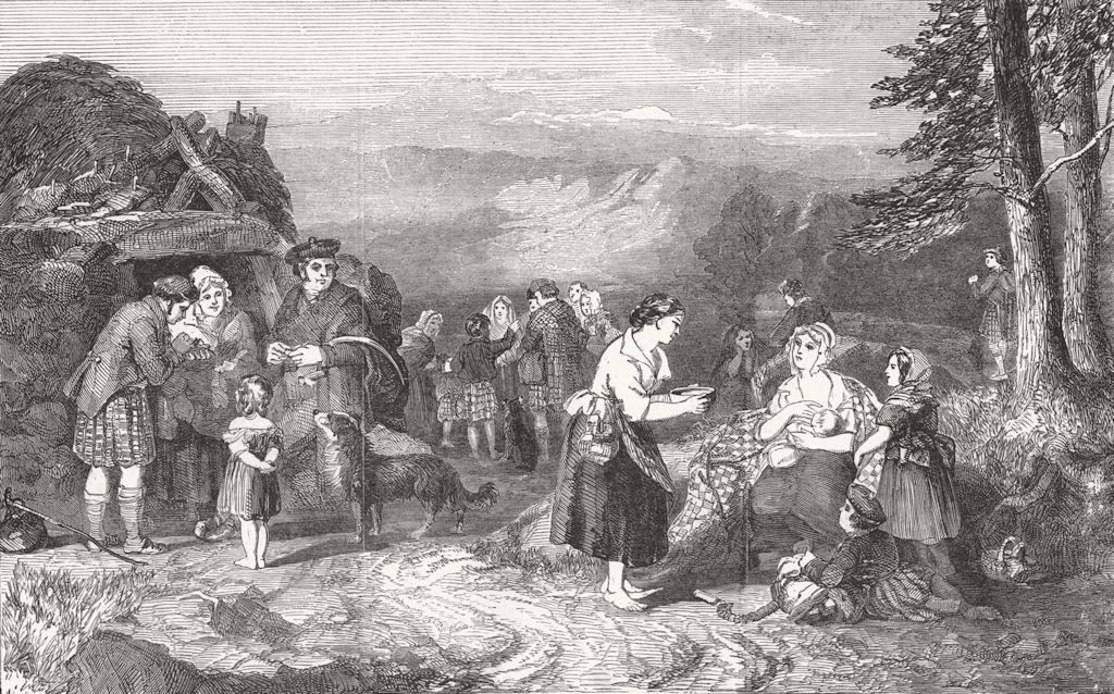 SCOTLAND. Highland Reapers 1852 old antique vintage print picture