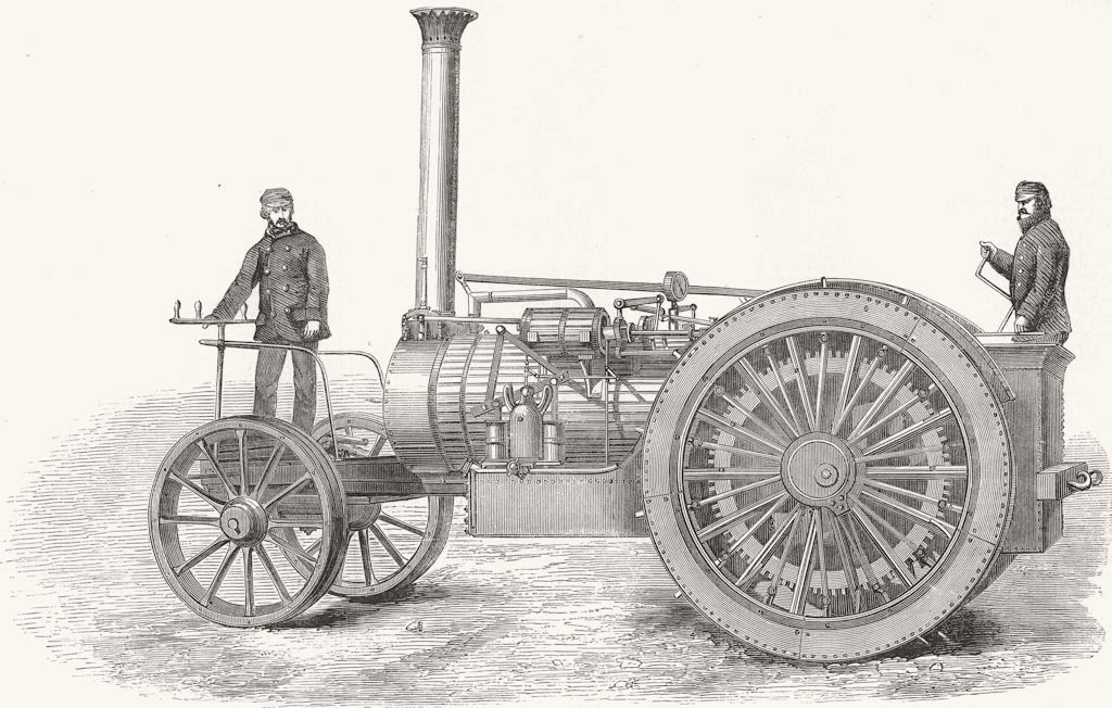 ENGINEERING. Bray's patent traction-engine 1858 old antique print picture