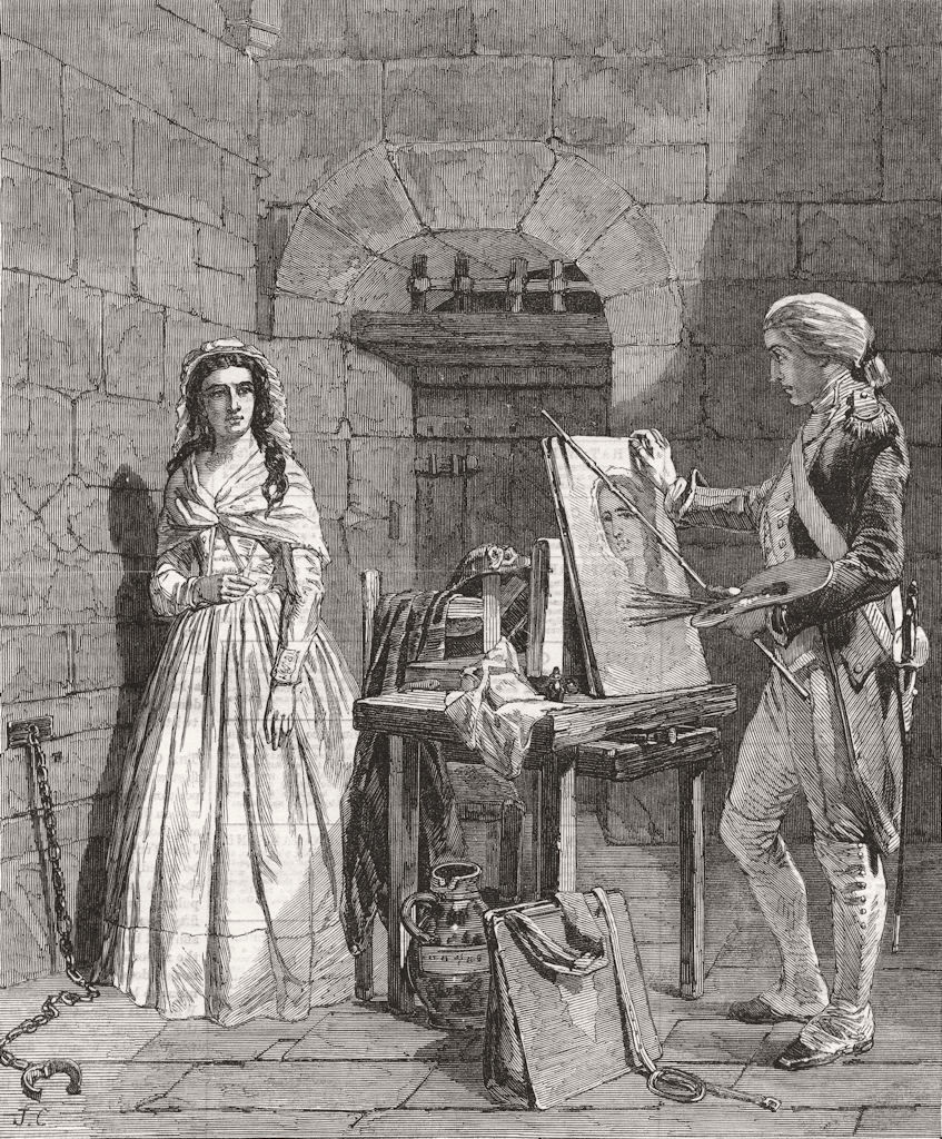 CHARLOTTE CORDAY. Being painted before execution 1859 old antique print