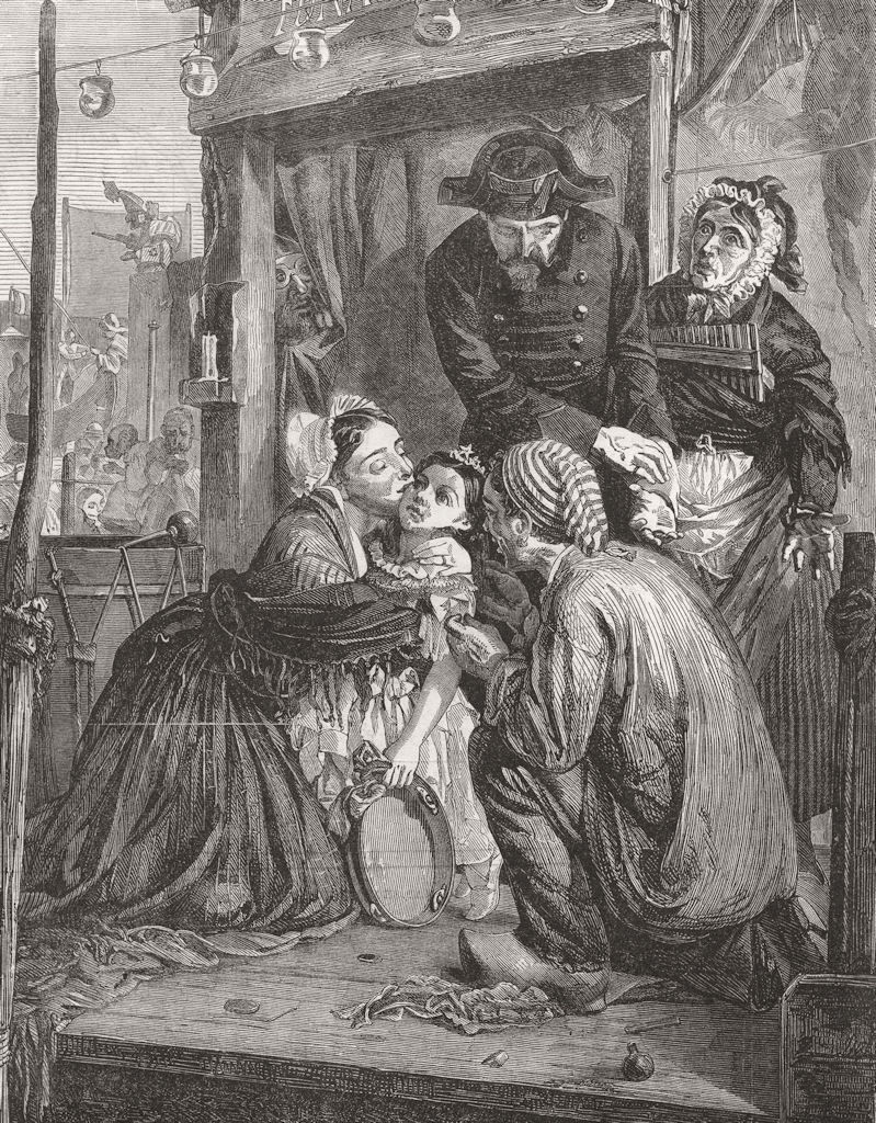 CHILDREN. French peasants finding stolen child 1859 old antique print picture