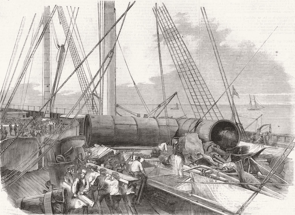 Associate Product DISASTERS. Repairing accident, Great Eastern 1859 old antique print picture