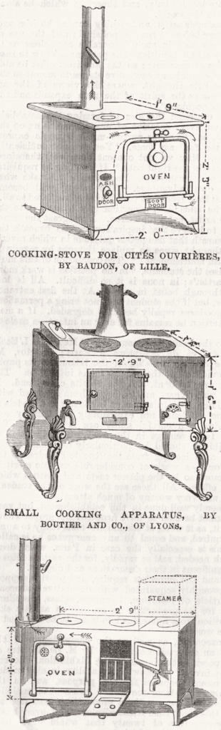 Associate Product STOVES. Cites ouvrieres, Baudon, Lille; Boutier, Lyon 1867 old antique print