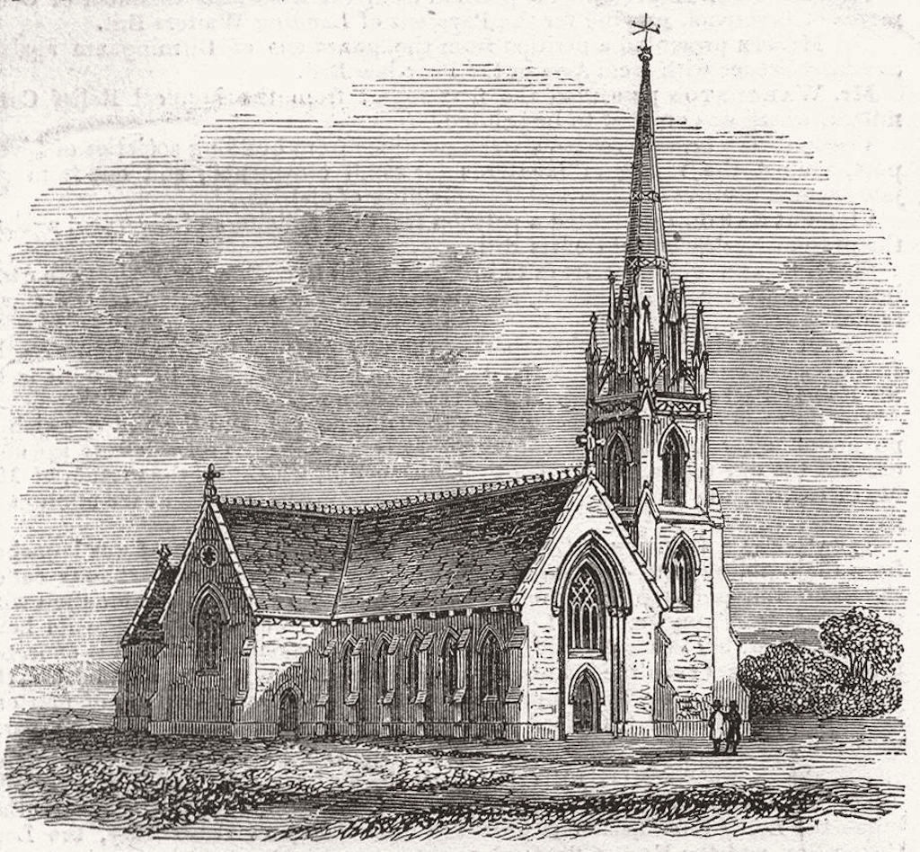KENT. New church, Milton-next-Gravesend 1844 old antique vintage print picture
