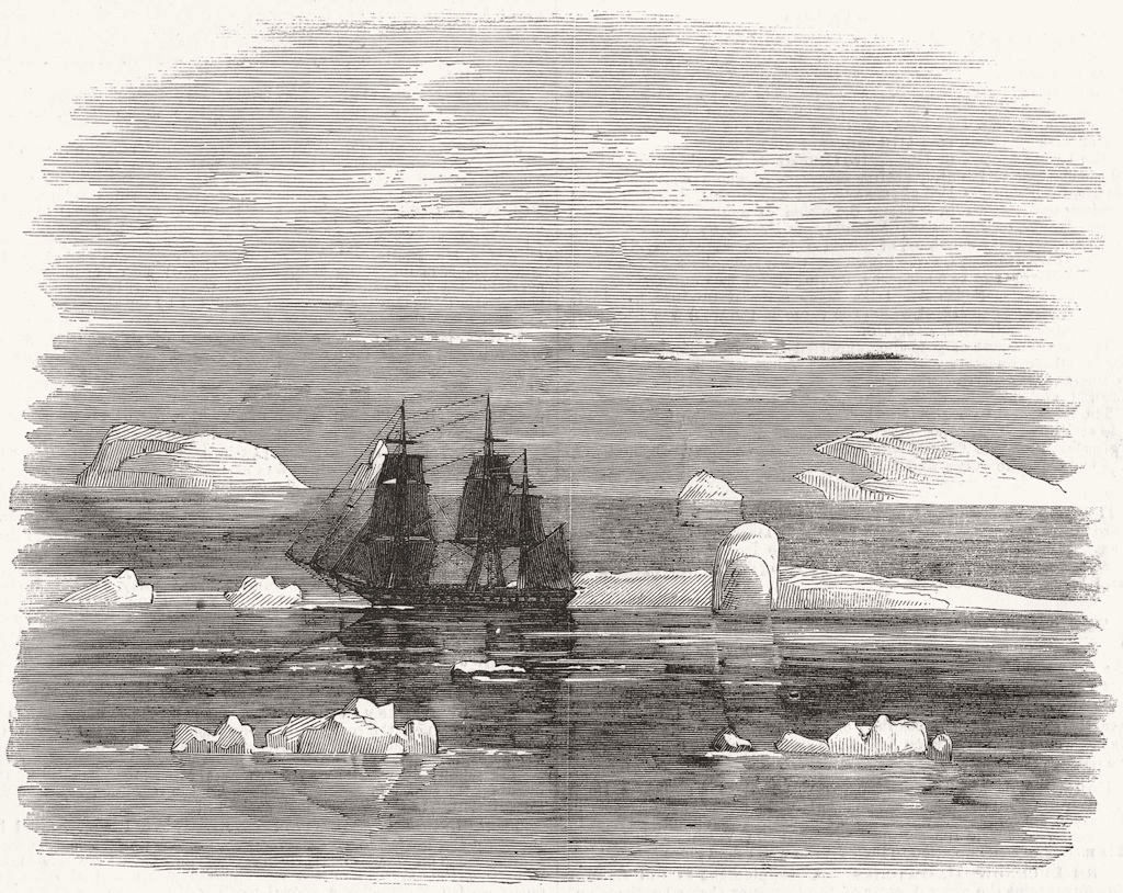 ICEBERG. passed, Anglesey, her voyage from Melbourne 1858 old antique print
