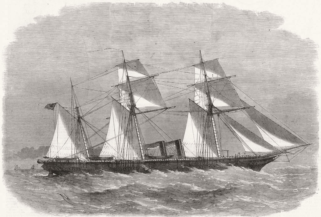CHINA. Ship racehorse, wrecked, Bohai Sea 1865 old antique print picture