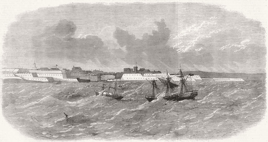 BREST. Melmerby troopship towed into Harbour, storm 1865 old antique print