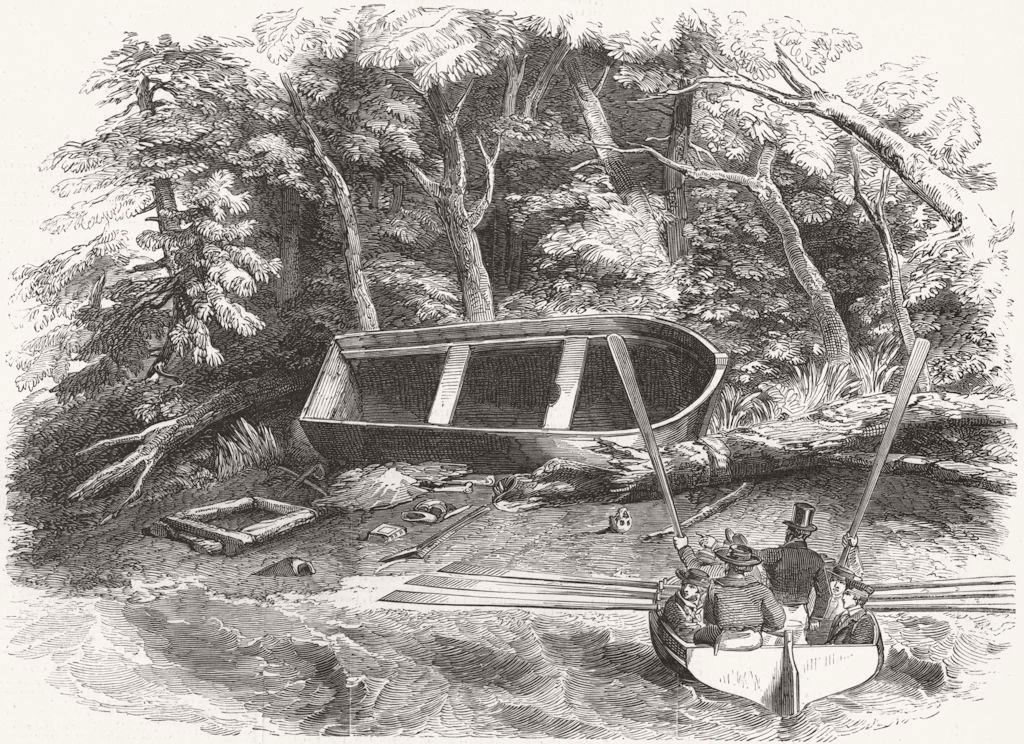 MILITARIA. Gardiner remains; Pioneer, sleeping-boat 1852 old antique print