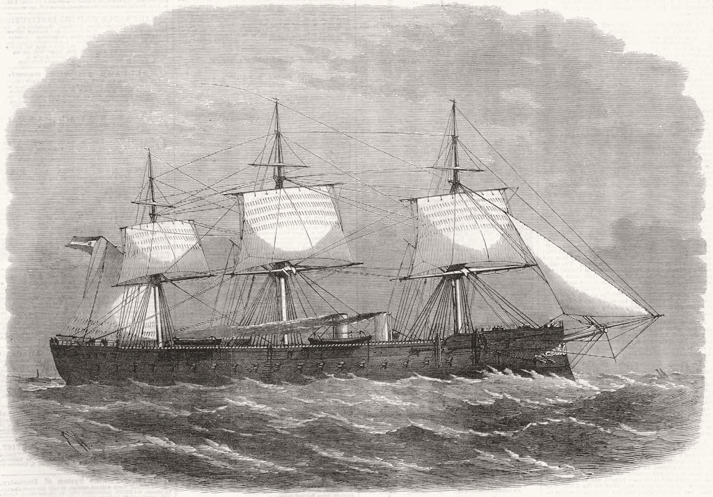 SHIPS. Spanish ironclad ship Victoria, built, Thames 1867 old antique print