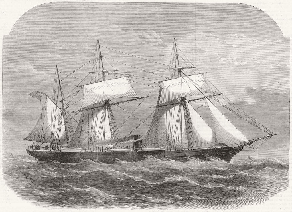 SHIPS. Tornado, British ship, captured, Spanish Govt 1867 old antique print