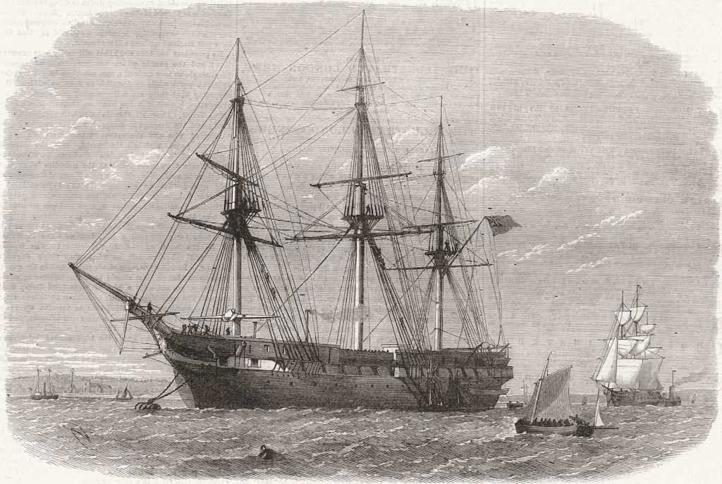 CHICHESTER. training-ship for poor boys, Thames 1867 old antique print picture