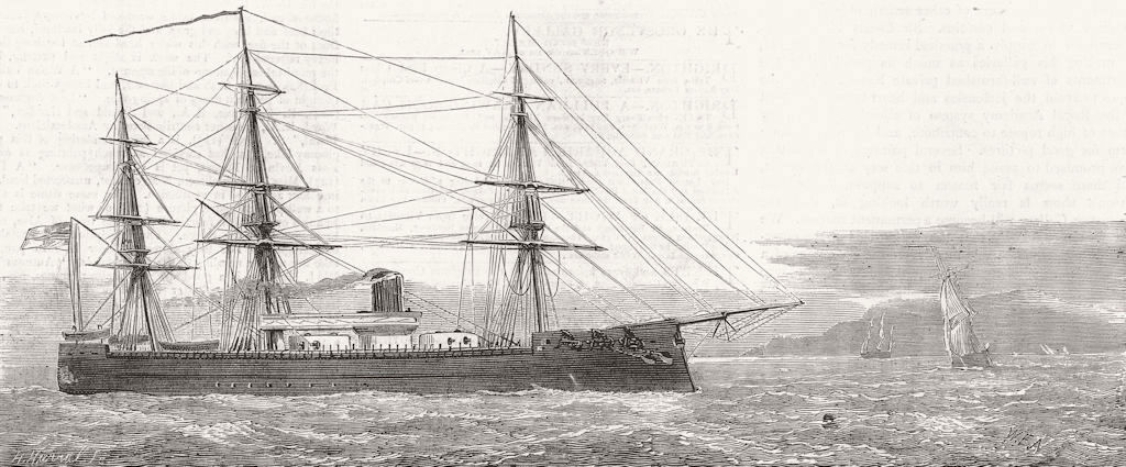 SHIPS. Imperial German Ironclad Preussen 1877 old antique print picture