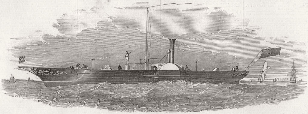SHIPS. The Elfin, despatch steamer 1849 old antique vintage print picture