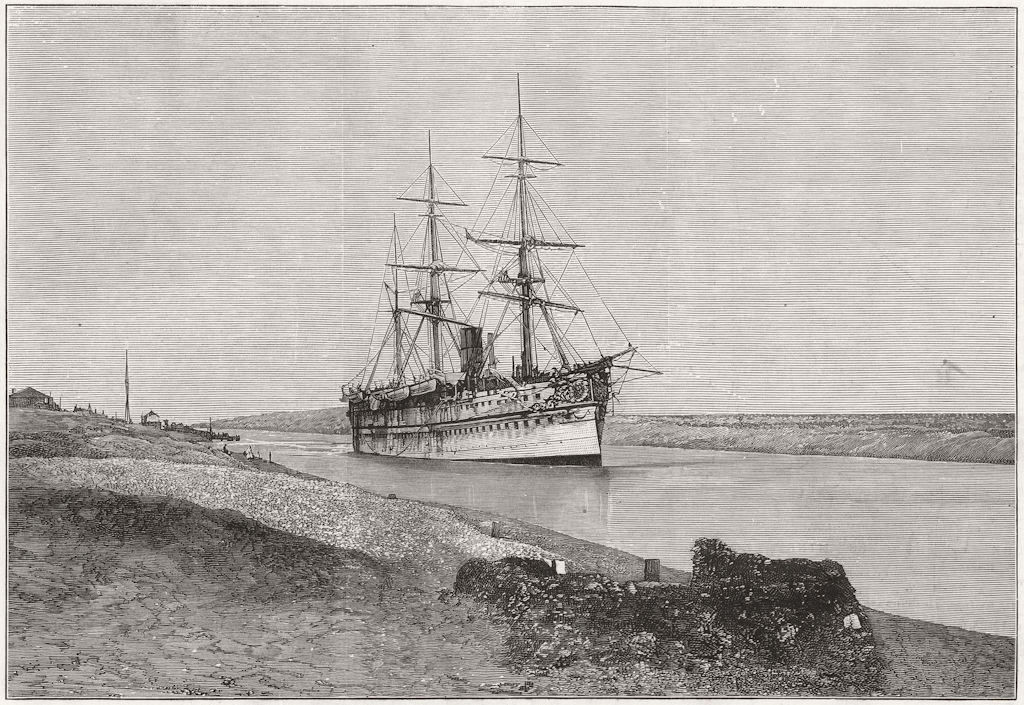 Associate Product EGYPT. Transport, Suez Canal 1882 old antique vintage print picture