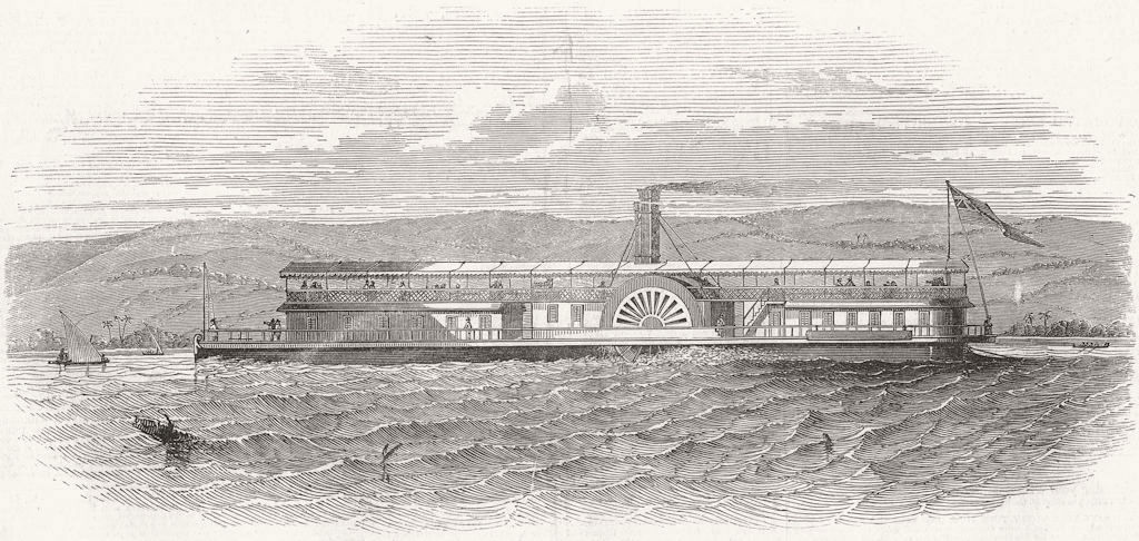 RIVERS. The Ganges steamer 1847 old antique vintage print picture
