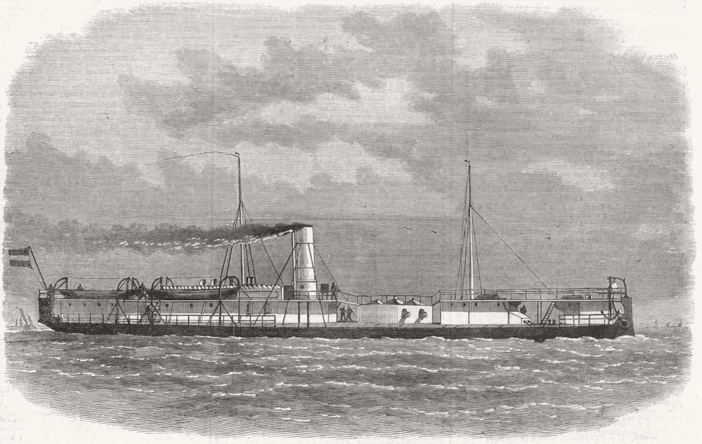 SHIPS. Dutch ironclad monitor Krokodil 1868 old antique vintage print picture