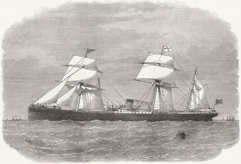 SHIPS. Bertha, Red Cross Line, Hull London to Kolkata 1872 old antique print