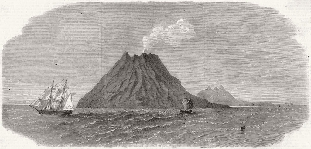 JAPAN. Sulphur Island, opposite Satzuma's Dominions 1863 old antique print