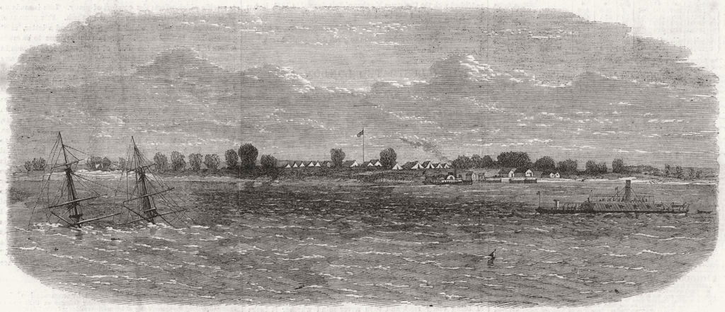 FLORIDA. Confederate ship sunk, James river 1865 old antique print picture
