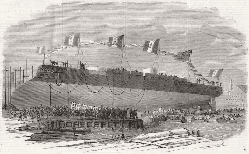 MILLWALL. Affondatore launch built for Italian King 1865 old antique print