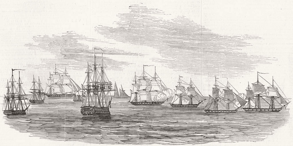 URUGUAY. Capture of Argentine fleet, Montevideo 1845 old antique print picture