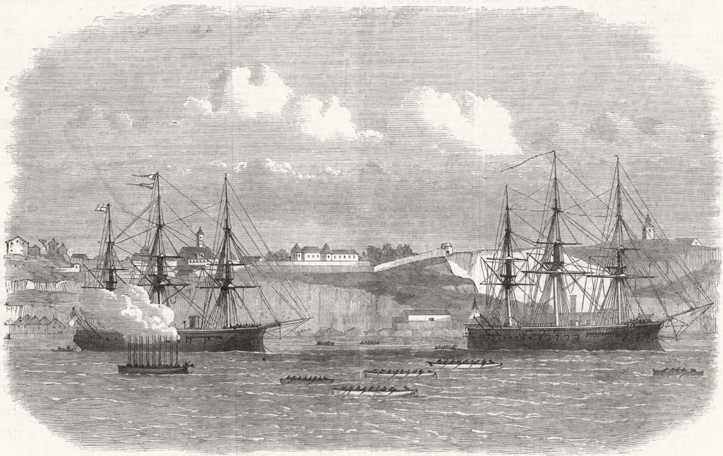 PORTUGAL. Regatta of boats channel fleet, Lisbon 1869 old antique print