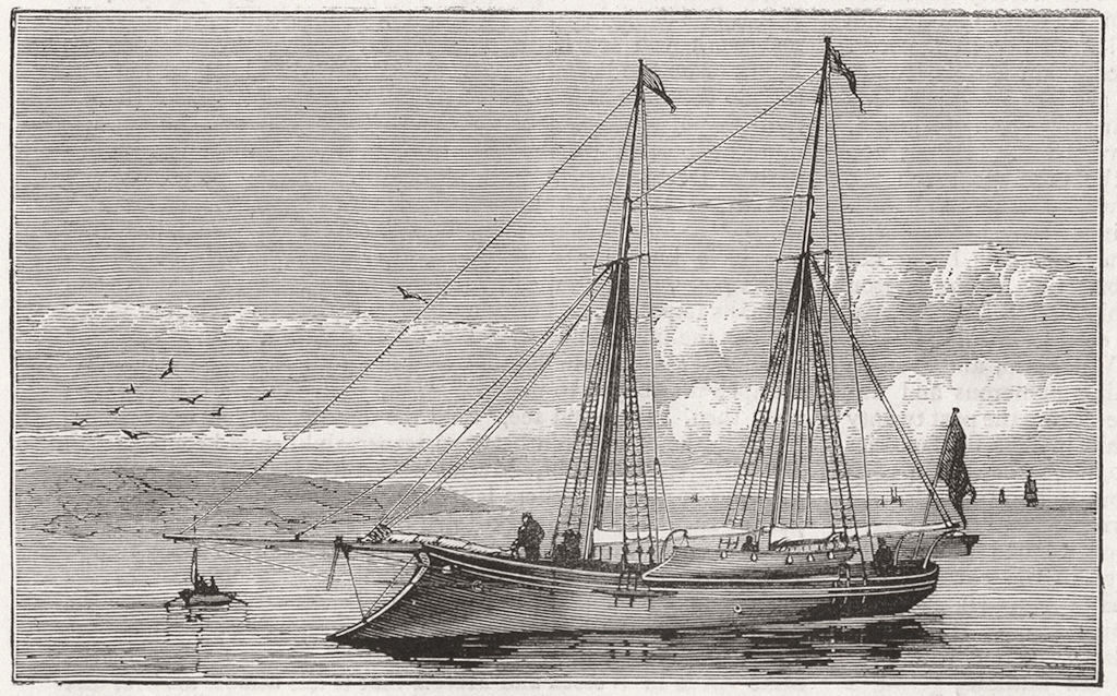 Associate Product SHIPS. The new yacht, Kala fish 1873 old antique vintage print picture