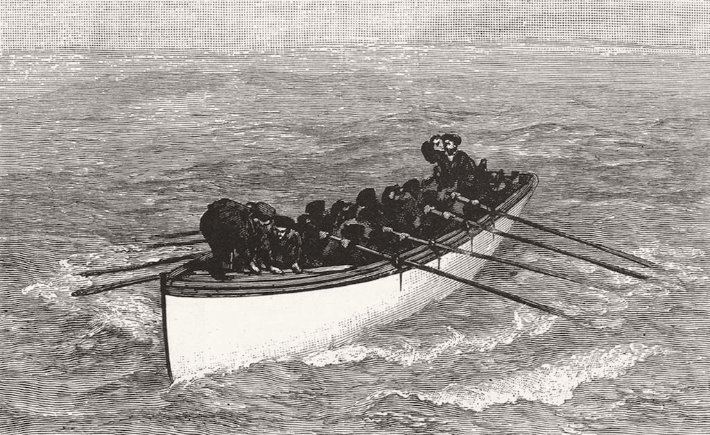 SHIPS. Man overboard 1887 old antique vintage print picture